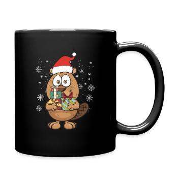 Biber Nagetier Tier Weihnachten Santa Geschenk - Tasse einfarbig - Schwarz - Rechts