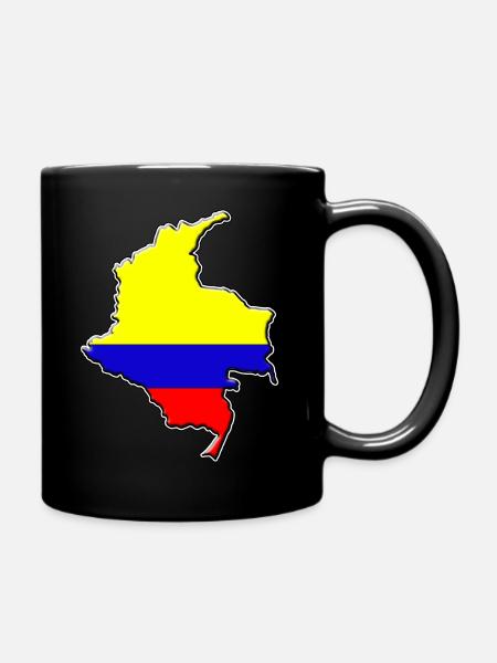 Kolumbien Flagge Landkarte - Tasse einfarbig - Schwarz