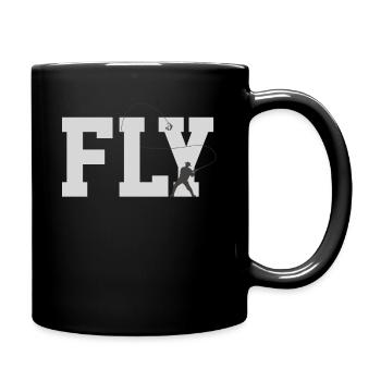 Fliegenfischen Angeln - Tasse einfarbig - Schwarz - Rechts