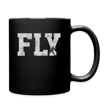 Fliegenfischen - Tasse einfarbig - Schwarz - Rechts