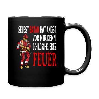 Feuerwehr Spruch Lustig - Tasse einfarbig - Schwarz - Rechts