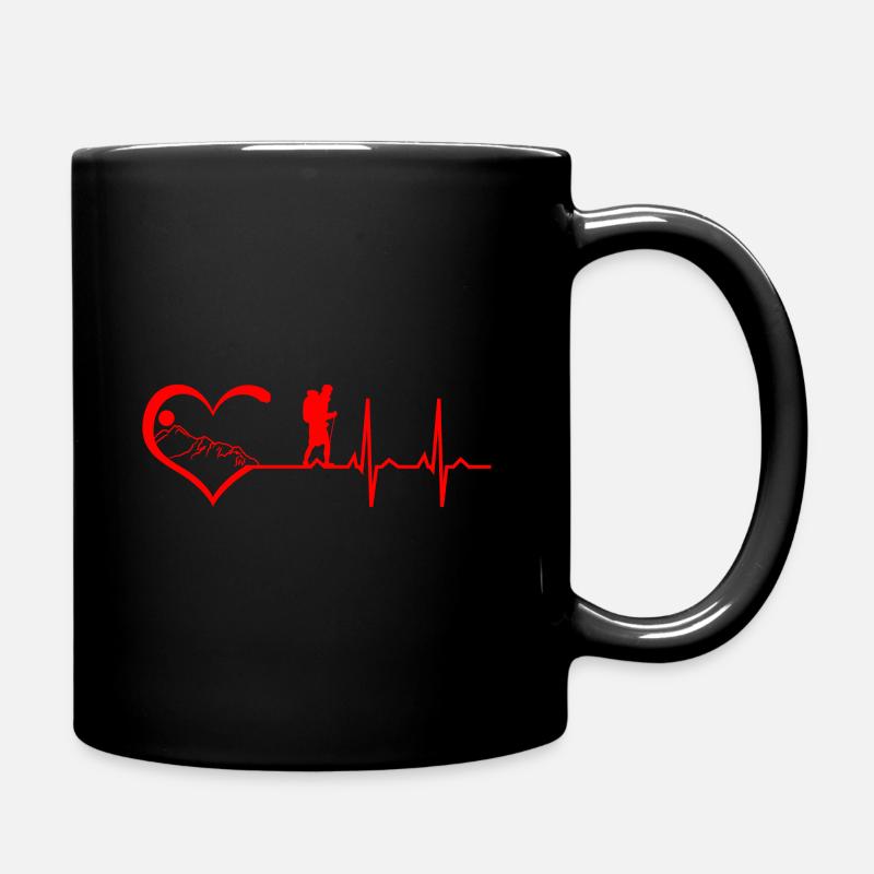 Wandern Herzschlag - Tasse einfarbig - Schwarz