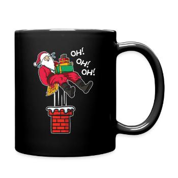 Weihnachtsmann Brennt Kamin Geschenk Oh Oh Oh - Tasse einfarbig - Schwarz - Rechts