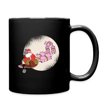 Santa and Pigs - Santa Claus with pigs - Full Colour Mug - black - Right