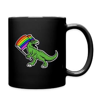 Funny T-Rex Gay Pride Flag Dinosaur Gay - Full Colour Mug - black - Right