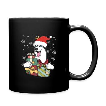 Sibirischer Husky Hund Weihnachten Santa Geschenk - Tasse einfarbig - Schwarz - Rechts