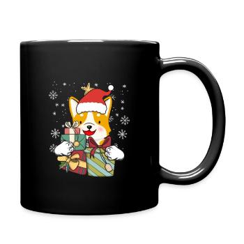 Corgi Hund Weihnachten Santa Geschenk - Tasse einfarbig - Schwarz - Rechts