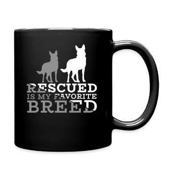 Rescued is my favorite dog - Full Colour Mug - black - Right