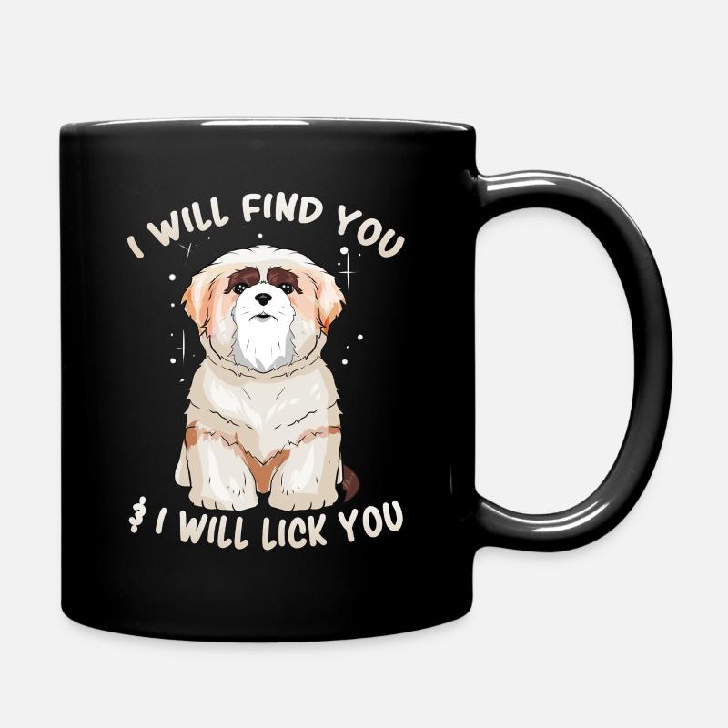 Süßer Hund Herrchen Geschenk abschlecken Gassi - Tasse einfarbig - Schwarz