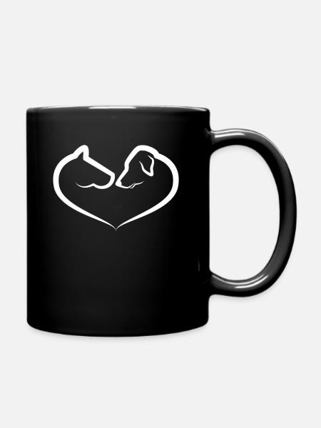 Hund Pferd Herz Bauernhof Shirt Geschenk Niedlich - Tasse einfarbig - Schwarz