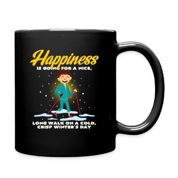 Nordic walking in winter makes you happy and happy - Full Colour Mug - black - Right