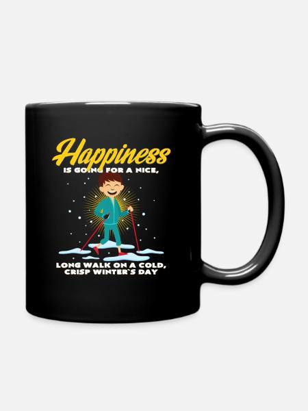 La marche nordique en hiver rend heureux et heureux - Mug uni - noir