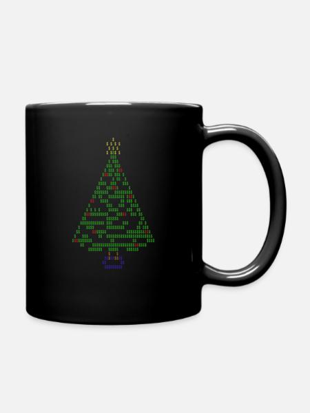 Weihnachtsbaum ASCII art - Tasse einfarbig - Schwarz