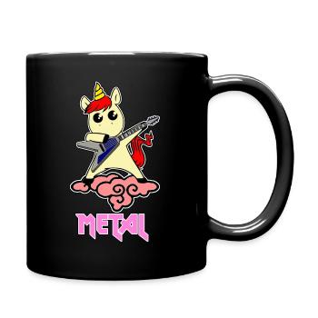 Metal Einhorn - Einhorn liebt Metal - Tasse einfarbig - Schwarz - Rechts