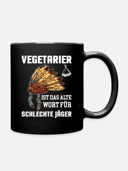 Anti vegetarian Vegetarian meat eater meat - Full Colour Mug - black
