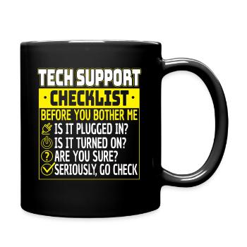 Tech Support Checklist Helpdesk Computer Admin - Mug uni - noir - Droite
