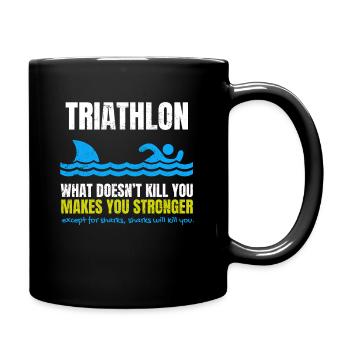 Triathlon Swimming Shark - Full Colour Mug - black - Right