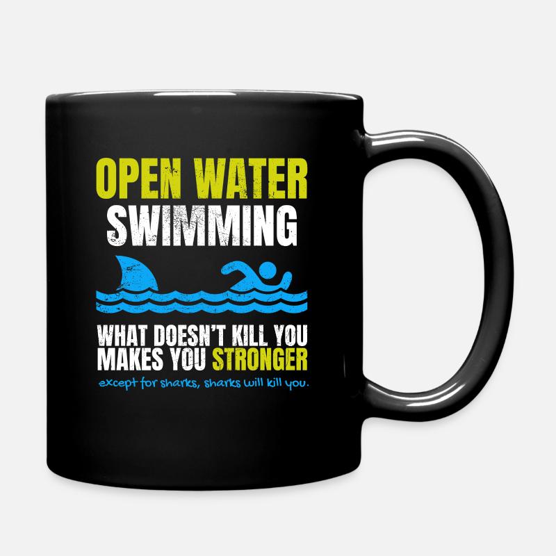 Funny Open Water Swimming Shark - Full Colour Mug - black
