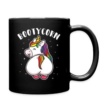 Einhorn Glitzer Hintern Bootycorn Lustig Geschenk - Tasse einfarbig - Schwarz - Rechts