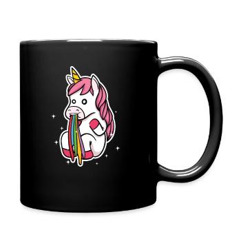 Einhorn Regenbogen Bunte Kotze Übergeben Geschenk - Tasse einfarbig - Schwarz - Rechts