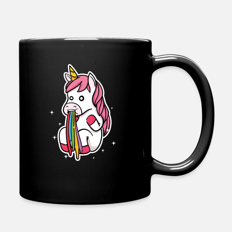 Einhorn Regenbogen Bunte Kotze Übergeben Geschenk - Tasse einfarbig - Schwarz