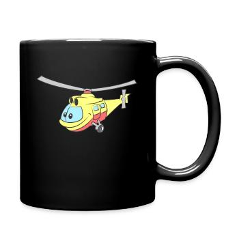 Hubschrauber mit Gesicht - Tasse einfarbig - Schwarz - Rechts