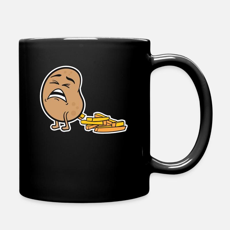 Kacken Kartoffel Pommes Fritten Lustig Geschenk - Tasse einfarbig - Schwarz