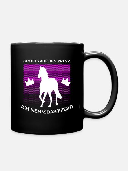 Einhorn nicht den Prinz ich nehm das Pferd Fun - Tasse einfarbig - Schwarz
