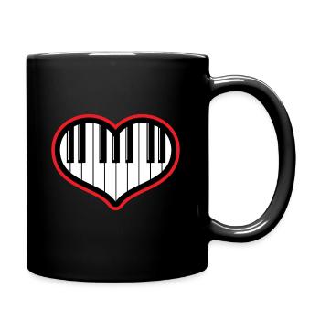 Piano Geschenk Klavier und Flügel - Tasse einfarbig - Schwarz - Rechts