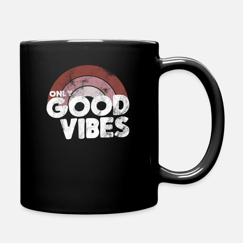 Only Good Vibes Rainbow 70s Shirt - Tasse einfarbig - Schwarz