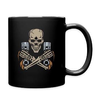 Kfz Mechaniker Skelett Kolben Tuning - Tasse einfarbig - Schwarz - Rechts