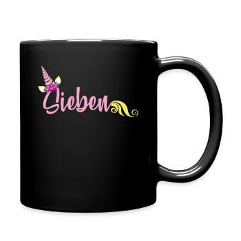 7th birthday unicorn - Full Colour Mug - black - Right