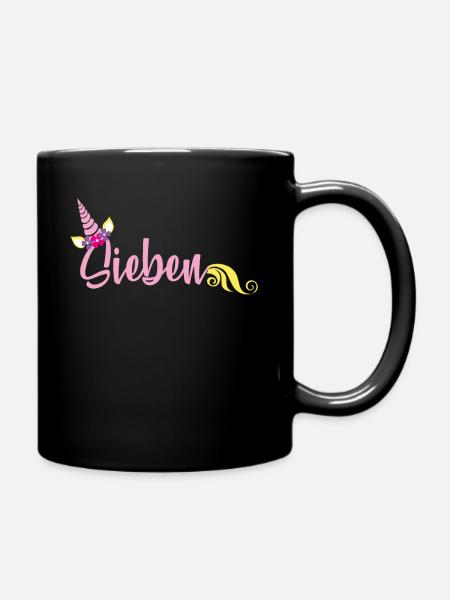 7th birthday unicorn - Full Colour Mug - black