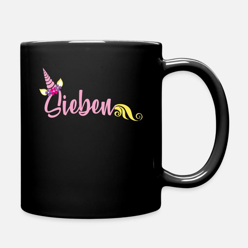 7th birthday unicorn - Full Colour Mug - black