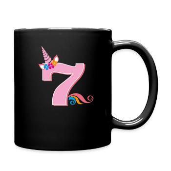7th birthday unicorn - Full Colour Mug - black - Right