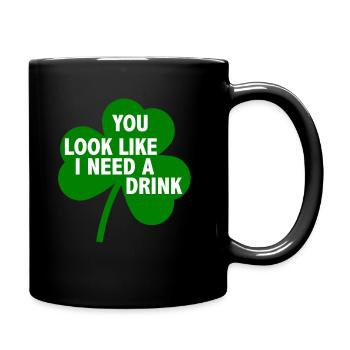 Lustiges irisches Zitat Kleeblatt Geschenk - Tasse einfarbig - Schwarz - Rechts