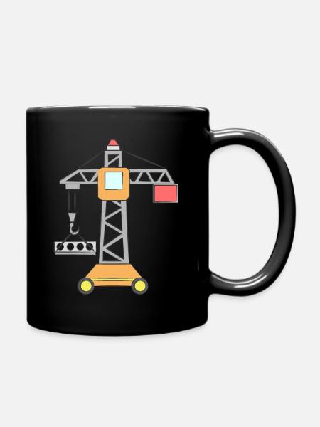 Kran Kinder Baustelle - Tasse einfarbig - Schwarz