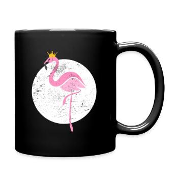 Flamingo Princess Crown Illustration - Full Colour Mug - black - Right