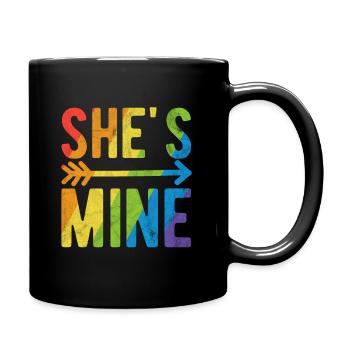 She's mine! She belongs to me! Wife statement - Full Colour Mug - black - Right