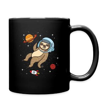 Faultier Astronaut Weltraum Universum Geschenk - Tasse einfarbig - Schwarz - Rechts