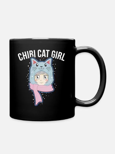 Chibi Katzen Mädchen Anime Senpai Baku Geschenk - Tasse einfarbig - Schwarz