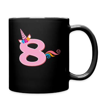 8th Birthday Unicorn - Full Colour Mug - black - Right