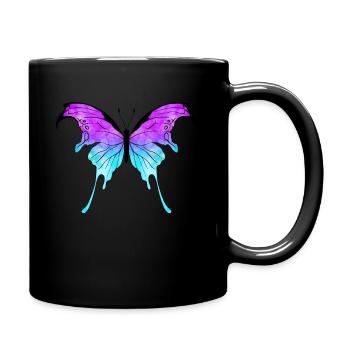 Schmetterling - Tasse einfarbig - Schwarz - Rechts