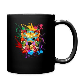 Shiba Inu Dog Splatter Graffiti Splash Cadeau - Mug uni - noir - Droite