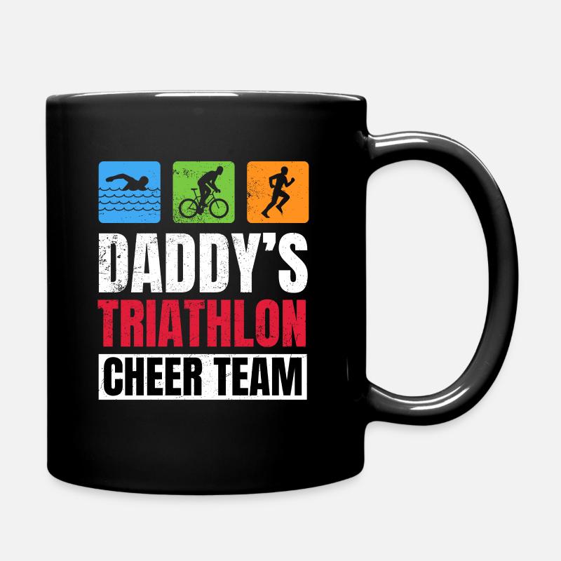Daddys Triathlon Supporters Family Cheer - Full Colour Mug - black
