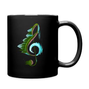 Clef Design Music Gift Guitar Flute - Full Colour Mug - black - Right