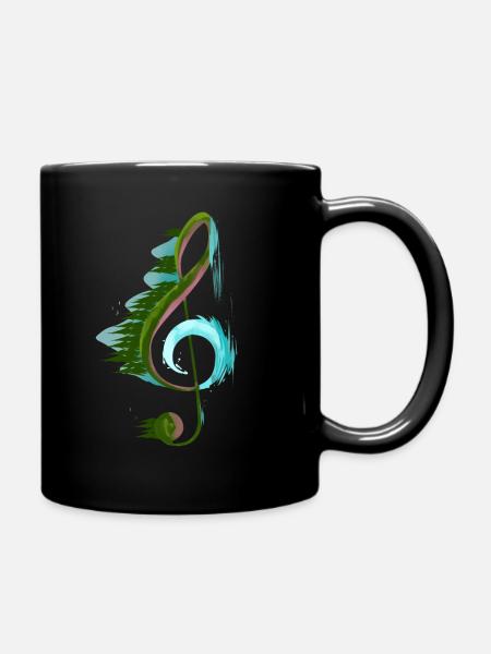 Notenschlüssel Design Musik Geschenk Gitarre Flöte - Tasse einfarbig - Schwarz