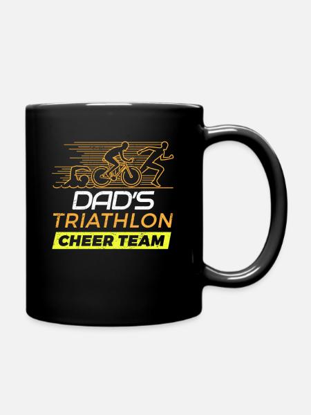 Soutien des papas au triathlon en famille - Mug uni - noir