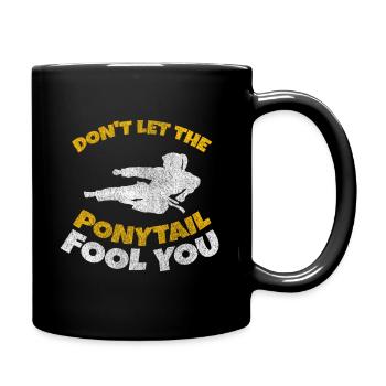 Frau Maedchen Selbstverteidigung Geschenk - Tasse einfarbig - Schwarz - Rechts