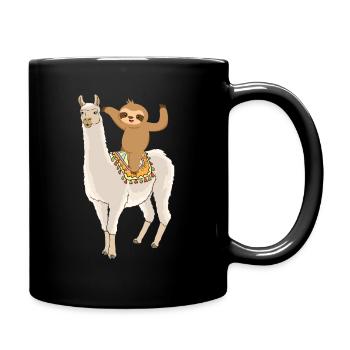 Sweet Sloth Rides Alpaca Lama Animal Gift - Full Colour Mug - black - Right